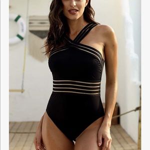 Brand New With Tags One Piece Crossover Swim Suit